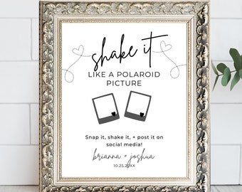 Shake It Like a Polaroid Picture Sign, Printable Photo Guest Book Sign Modern Wedding Polaroid Sign Customized Wedding Polaroid Picture Sign