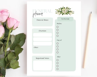 Funeral Checklist Celebration of Life To Do List DIY Organizer Funeral Planner Obituary Checklist INSTANT PRINTABLE