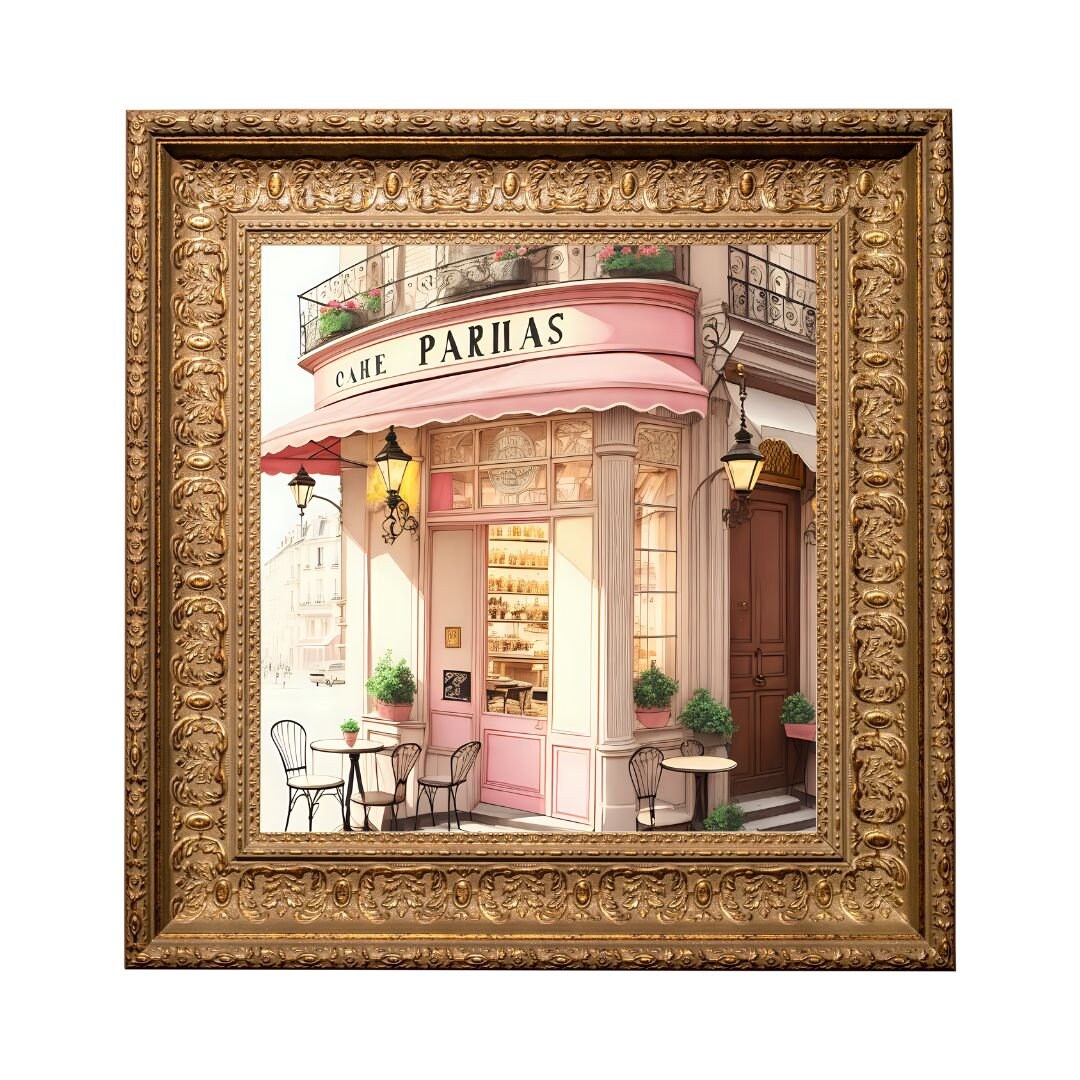 Pink Kitchen Wall Art Printable, Shabby French Cafe Chic Print, French