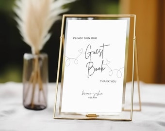 Custom Wedding Guest Book Sign, Printable Minimalist Wedding Guest Book Sign, Personalized 8x10 Wedding Sign Printable DIY