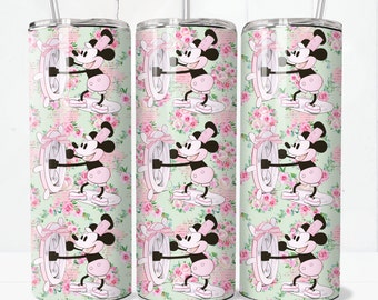 Pink Steamboat Willie Mickey 20 oz Skinny Tumbler Sublimation Design Digital Download Steamboat Mouse PNG Pink Bow Mickey Tumbler Wrap