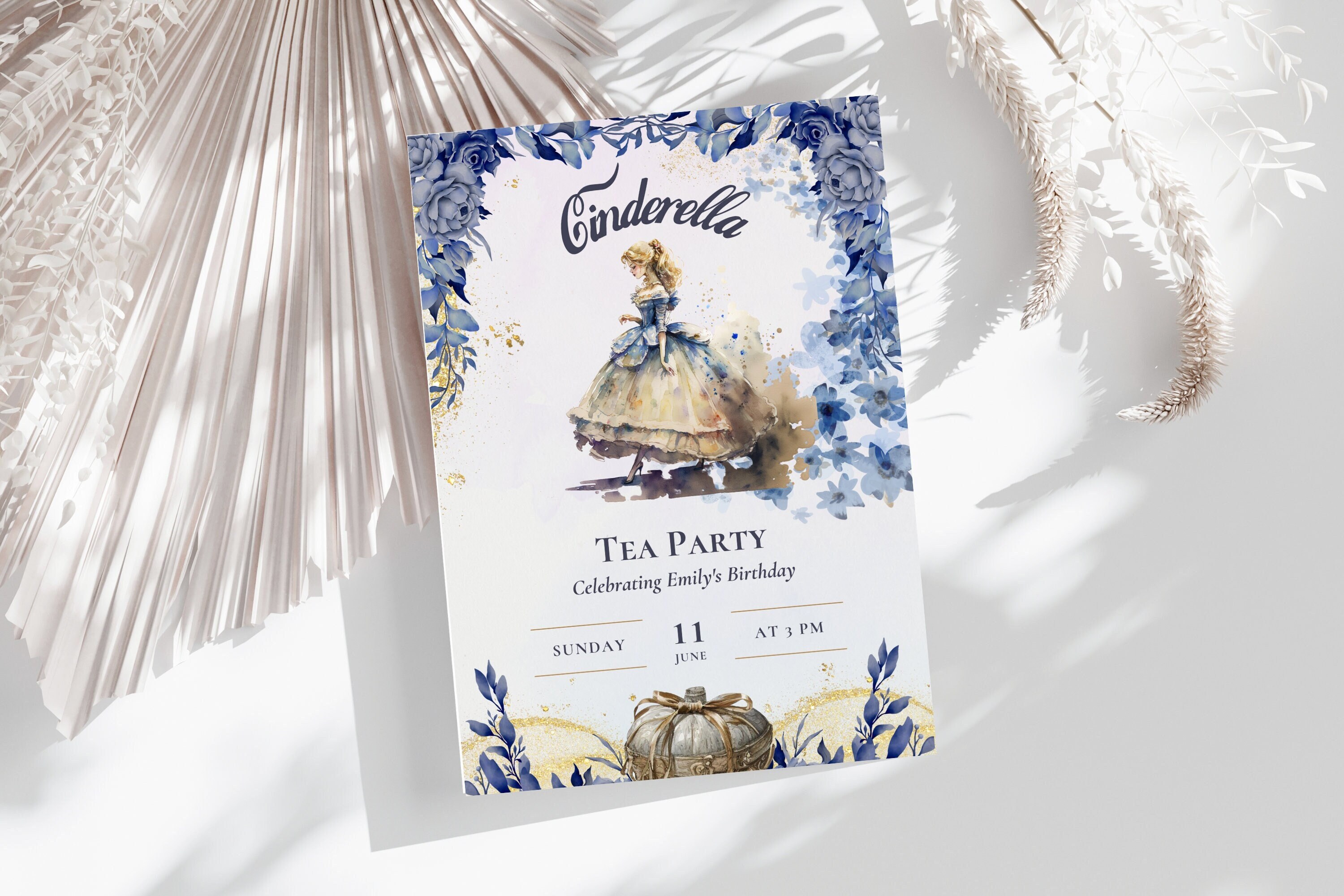 Invitation Cinderella Party Template Birthday EDITABLE Girl Teen Adult Birthday Tea Party Invite Cinderella Instant Download