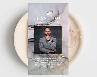 Funeral Thank You Card Custom, Male Funeral Custom Note Thank You Digital Celebration of Life Man Thanks Printable Instant Download #FUNERAL