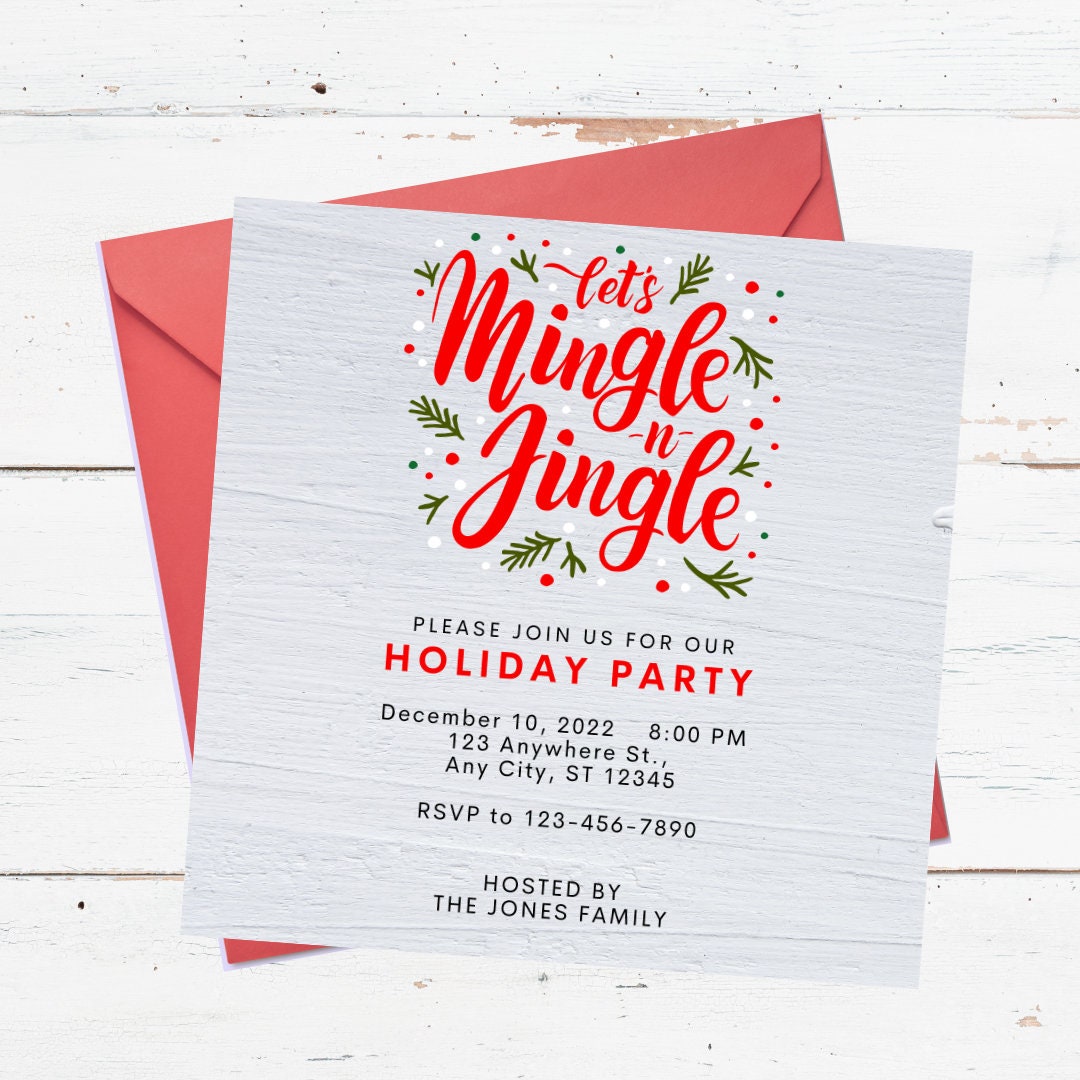 EDITABLE Jingle Mingle Invitation, Customized Jingle Mingle Party ...