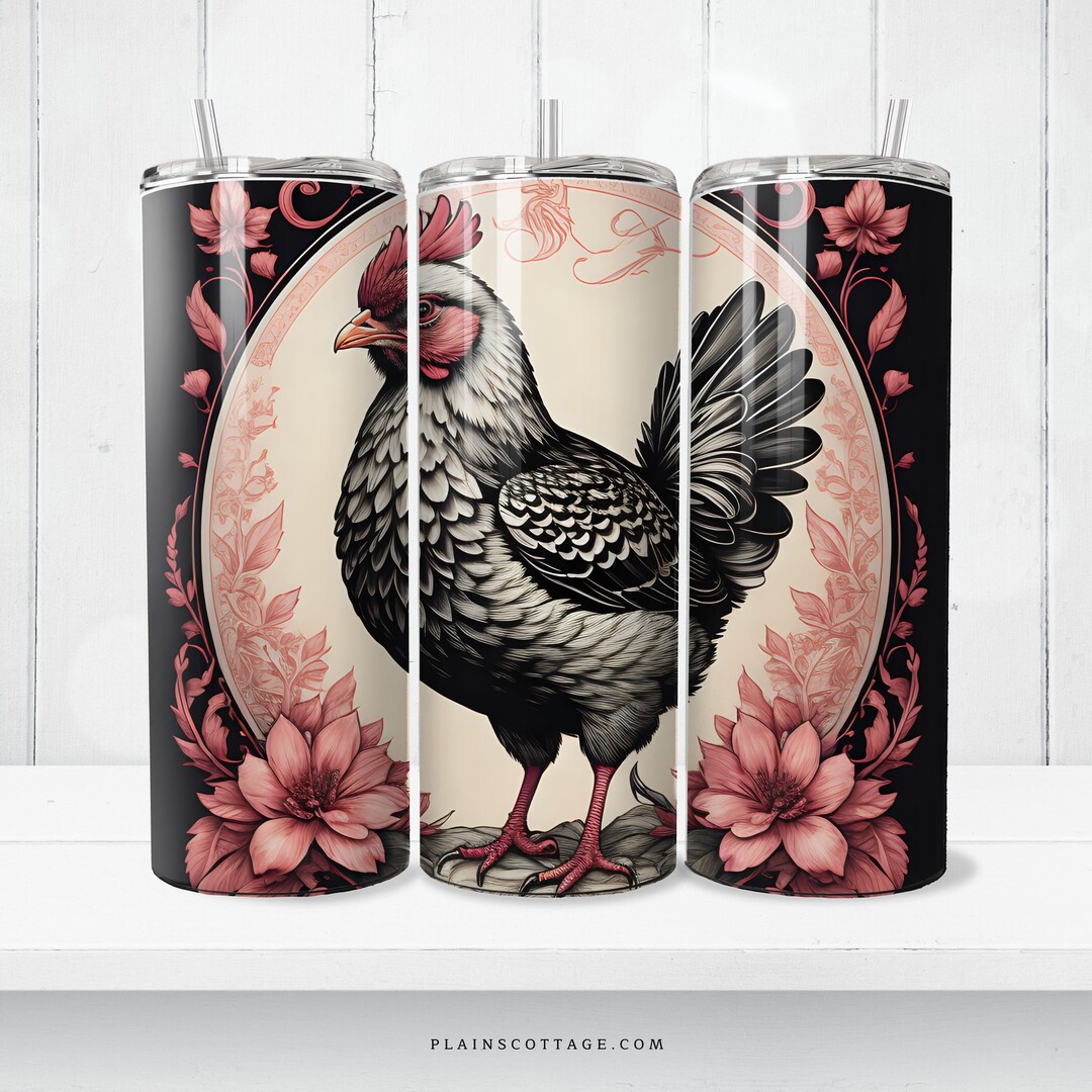 Farm Chickens 20 Oz Skinny Tumbler Sublimation Design, Pink Country ...