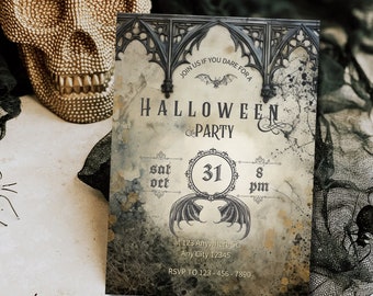 Adult Halloween Invitation Vintage Halloween Style Invitation Gothic Costume Party Invite Editable Printable Digital Download