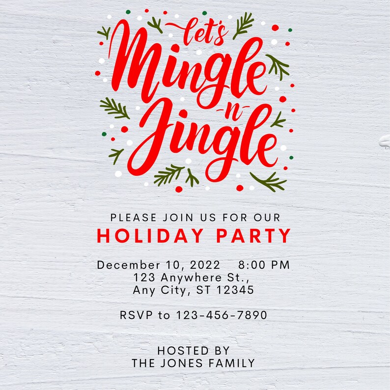 EDITABLE Jingle Mingle Invitation, Customized Jingle Mingle Party ...
