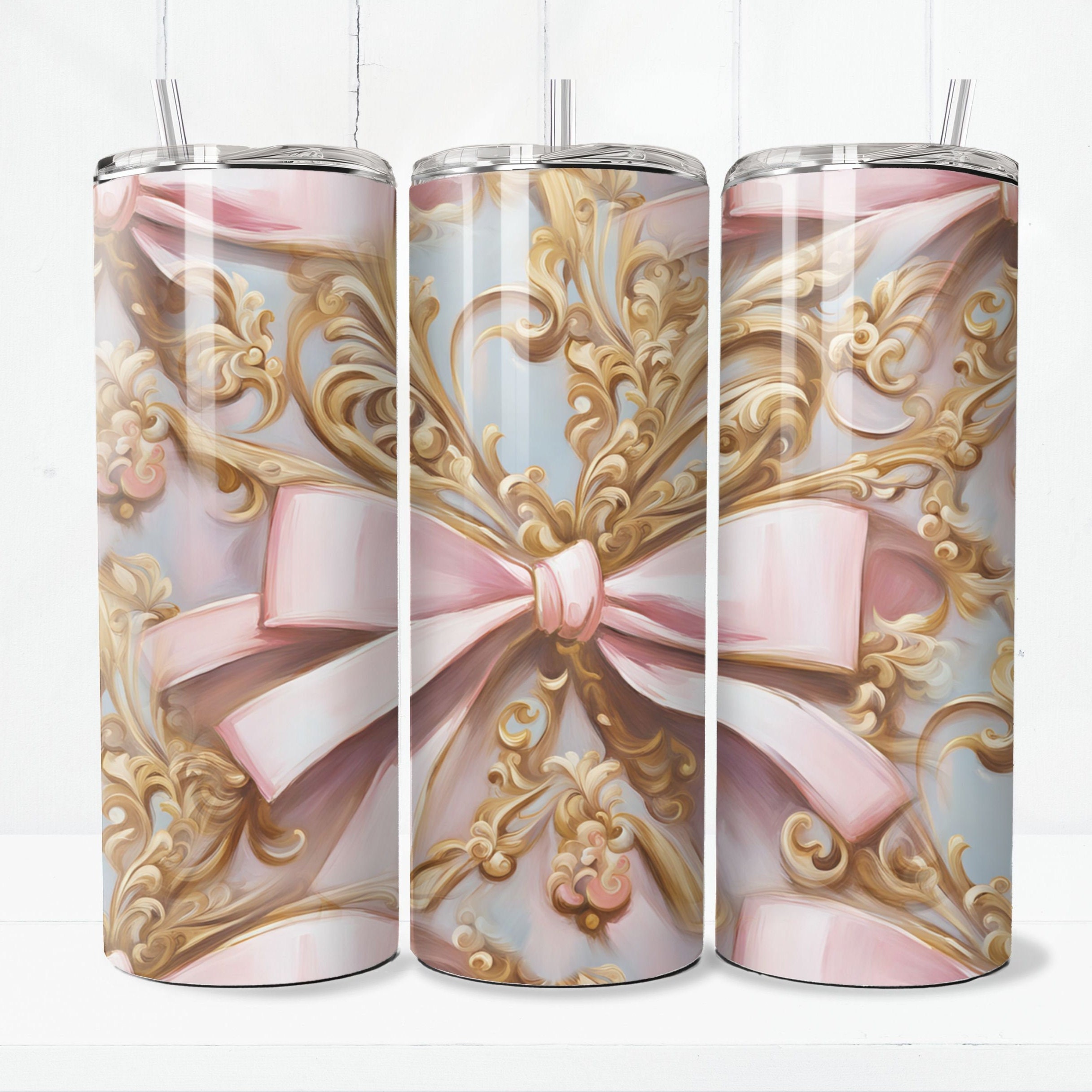 Pink Bow Tumbler 20 Oz Skinny Sublimation Design Digital Download PNG ...