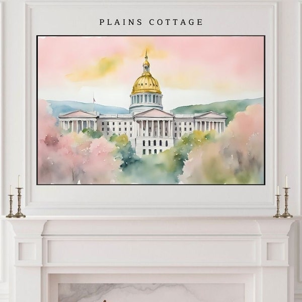 Frame TV Art, Charleston West Virginia Capital Art TV Samsung Frame Art Digital or Printable Download, WV Capital Building for tv Frame Art