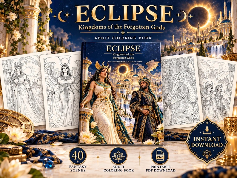Eclipse Adult Coloring Book | 40 Mythology & Fantasy Coloring Pages ...