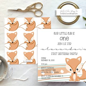 Fox Birthday Invitation. Fox Welcome Baby Invitation. Fox Theme Party. Fox Invite. Fox Theme Baby Shower, Boho Fox. Digital Invite