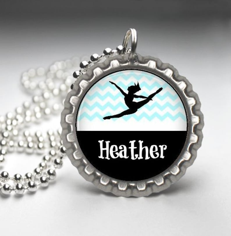 1 Personalized Hot Pink Dance Chevron Bottlecap Necklace GLITTER or Plain dance team dancer dance class teacher ballet recital gift gifts
