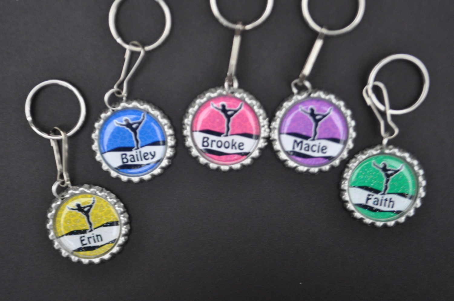 Personalized Gymnastic Bottlecap Keychain Party Etsy