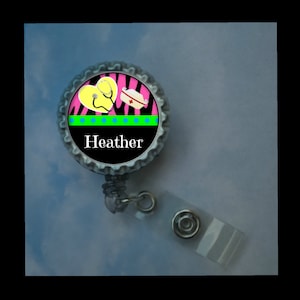 Personalized Nurse Badge Reel-- You choose Plain or GLITTER epoxy, nurse id, retractable id, badge holder, badge clip, name badge holder