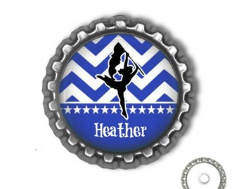 Personalized Colorguard Magnet: Blue Bottlecap Locker Decor