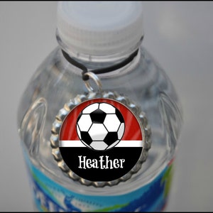 1 Personalized Burgundy Soccer Water Bottle Tag, 15 Color Choices, soccer water bottle, PLAIN or GLITTER, custom water bottle, label