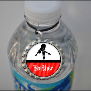 1 Personalized Red Dive Water Bottle Tags, 15 color choices,  diving coach, dive team gift, diving gifts JV varsity high school
