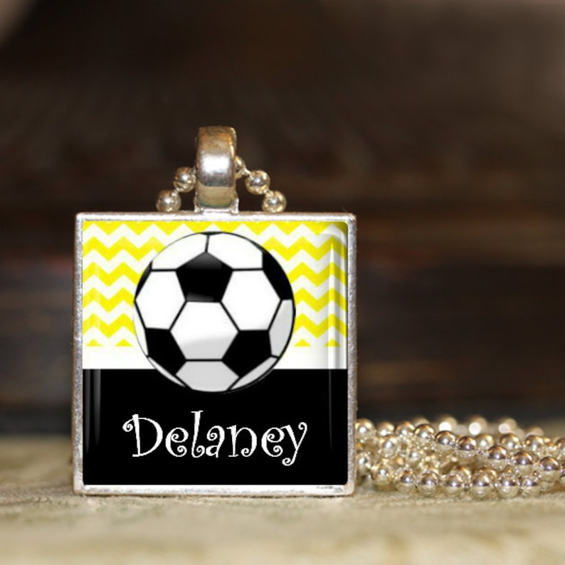1 Personalized Turquoise Soccer Pendant Necklace 15 Color Choices soccer team soccer team gift middle school high school jv varsity gifts