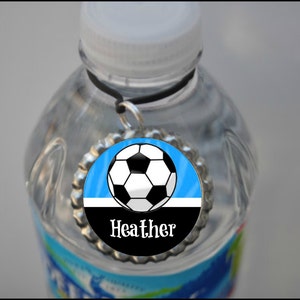 1 Personalized Turquoise Soccer Water Bottle Tag, 15 Color Choices, soccer water bottle, PLAIN or GLITTER, custom water bottle, label