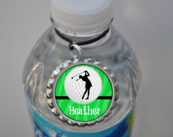 1 Personalized Green Golf Water Bottle Tags, 15 color choices, golf gifts, golf gift, golf tags, golf team gift, golf gifts
