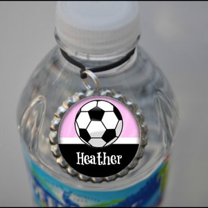 1 Personalized Light Pink Soccer Water Bottle Tag, 15 Color Choices, soccer water bottle, PLAIN or GLITTER, custom water bottle, label