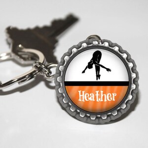 1 Personalized Orange Dive Bottlecap Keychain 15 Colors dive team gifts, dive team diver gift gifts high school JV varsity coach meet