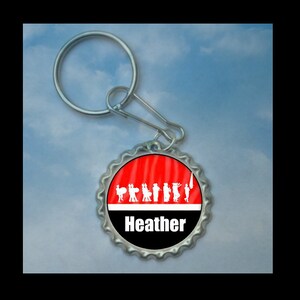 Personalized Red Marching Band bottlecap keychain-- Plain or Glitter, band gift, band grandma, band gift idea, band gifts, director