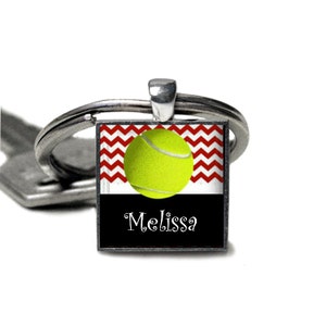 1 Personalized Burgundy Chevron Tennis Pendant Keychain tennis team tennis match tournament prize varsity jv high school middle school