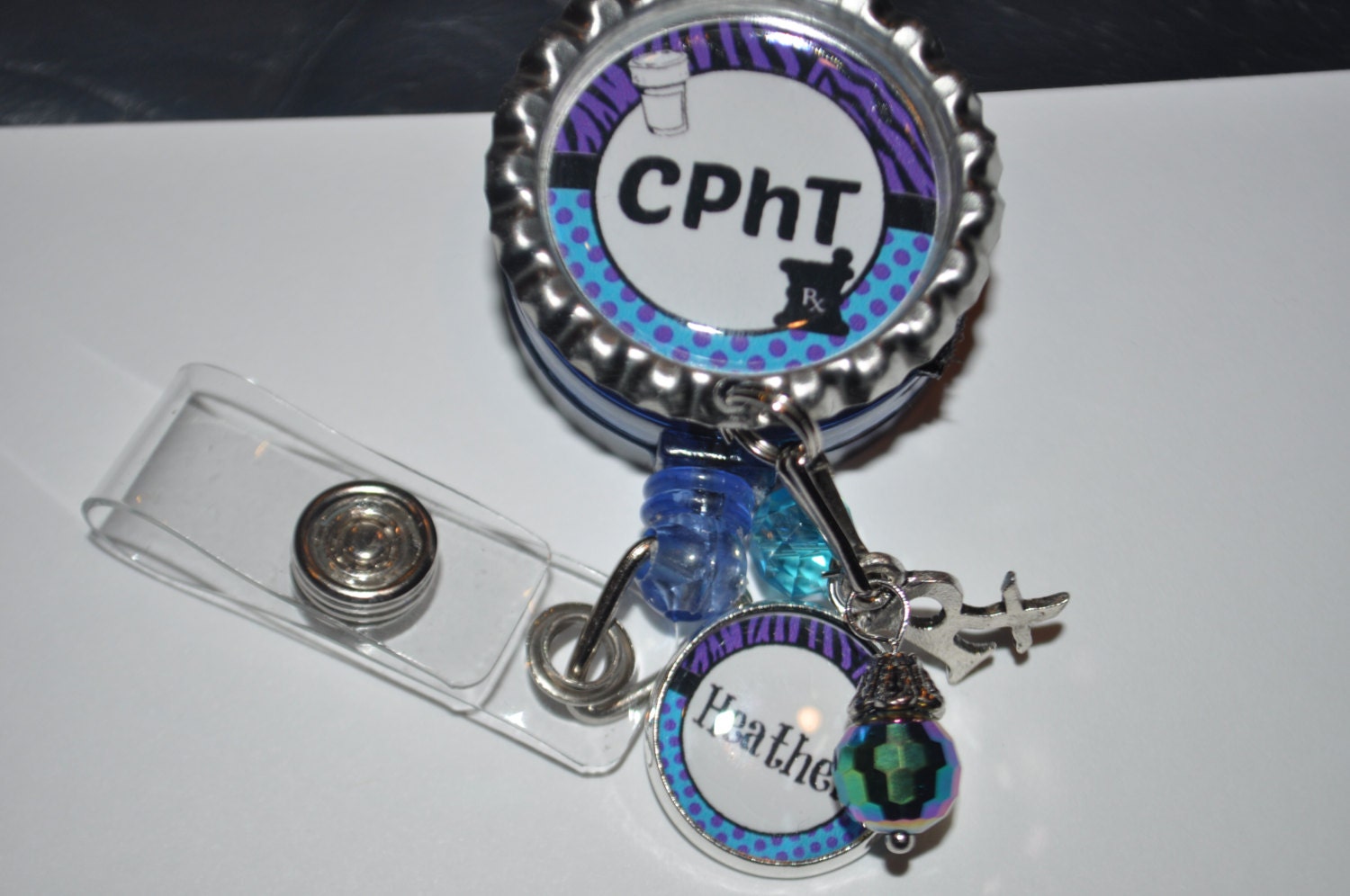 Personalized Pharmacy Tech Badge Reel Cpht, You Choose Charm, Emt