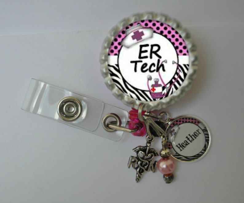 Personalized ER Tech Badge Reel You Choose Charm Nurse Id Etsy