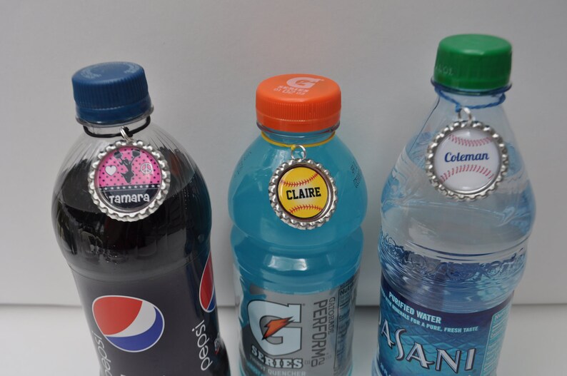 4 Personalized Cheer Glitter Bottlecap Necklace Party Etsy