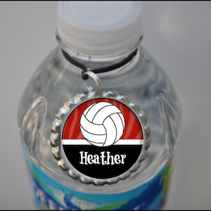 1 Personalized Burgundy Volleyball Water Bottle Tags, 15 color choices, volleyball gifts, volleyball gift, volleyball tags, team gift