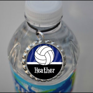1 Personalized Navy Blue Volleyball Water Bottle Tags, 15 color choices, volleyball gifts, volleyball gift, volleyball tags, team gift