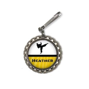 Personalized Martial Arts Bottlecap Zipper Pull: Karate Class Gift