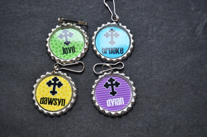 bible cover 4 Personalized Cross Zipper pull party favor Choose FINISHED or DIY Craft kit,Plain or GLITTER epoxy