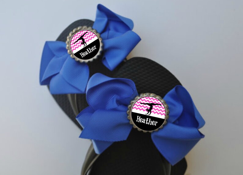 Personalized Blue & Pink Gymnastics flip flop bows Choose Etsy