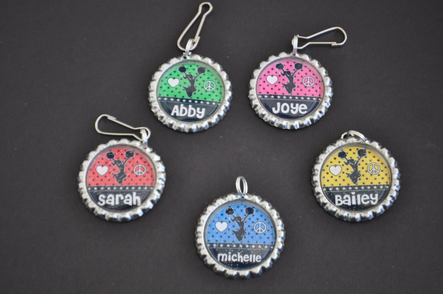 4 Personalized Cheer Glitter Bottlecap Necklace Party Etsy