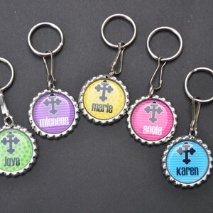 Personalized cross bottlecap keychain cross keychain, sunday school class gift, sunday school teacher gift image 3