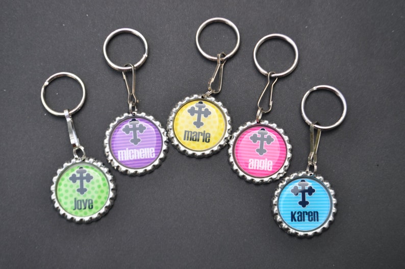 Personalized cross bottlecap keychain cross keychain, sunday school class gift, sunday school teacher gift image 3