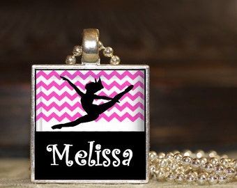 1 Personalized Hot Pink Dance Pendant  Necklace Party Favor 15 colors dance team meet dance class coach High school JV varsity teacher gift