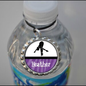 1 Personalized Purple Dive Water Bottle Tags, 15 color choices,  diving coach, dive team gift, diving gifts JV varsity high school
