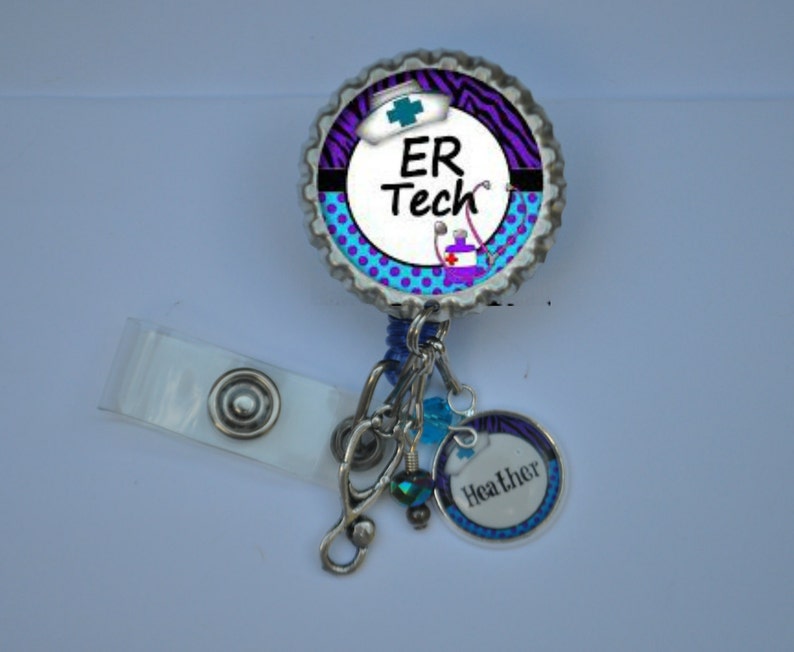 Personalized ER Tech Badge Reel You Choose Charm Nurse Id Etsy