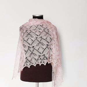 Pale pink lace shawl, handknit wedding lace shawl, bridal lace wrap, READY TO SHIP, merino silk shawl, Christmas gift, Lace For You