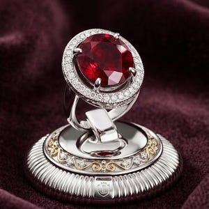 Natural Ruby Light Halo Ring, 12.00 CT Ruby, 1.05 CT Diamond, 925 Sterling Silver Ring, Gift For Her