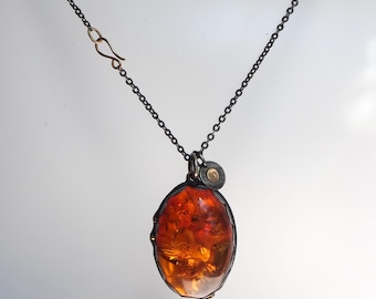 Large Baltic Amber Mixed Metal Keeper of Dreams Necklace