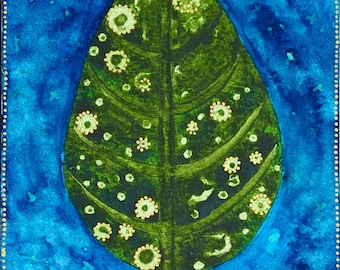 Ancient Fruit Tree, Original 4"x 6" Small Watercolor Painting