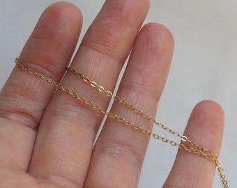 Solid 14k Gold 1.5mm Wide Cable Chain Necklace with Lobster Clasp, 16 inches Long