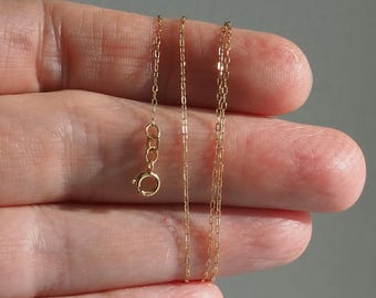 Solid 14k Gold 16 Inch Fine Chain Dainty Thin Gold Necklace For Charm