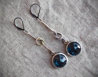 Midnight Blue Kyanite Silver Knot Earrings