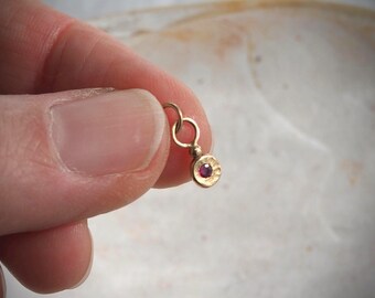 Petite 14k Gold  Ruby Flower Charm